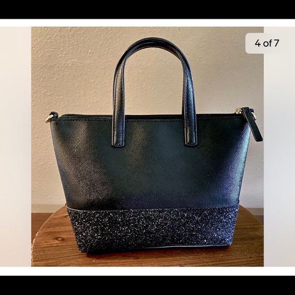 Kate Spade Greta Court In Black Glitter Satchel. - Picture 4 of 7